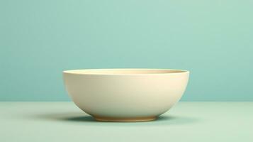 empty bowl on blue background AI Generative photo