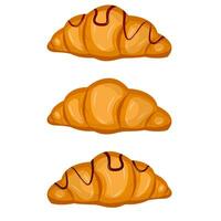 three croissants isolated on white background vector