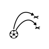 icon of passing the football to the target on a white background vector