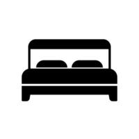 icono de un cama para descanso y un par de almohadas vector