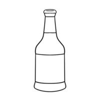 Line beer bottle icon. Outline illustration isolated on white background. vector