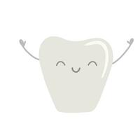 Cheerful smiling tooth. Vector cartoon illustration. Dentistry, stomatology and dental care concept.