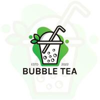 burbuja té bebida hielo logo vector