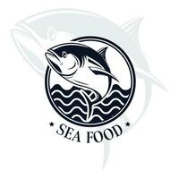 pescado logo con línea diseño vector, restaurante logo , pescado y circulo vector