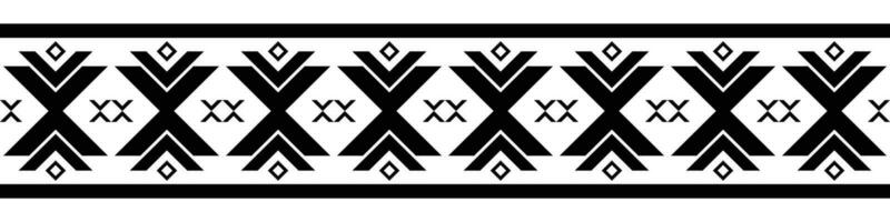 Black border. Aztec tribal seamless pattern in black and white. Abstract ethnic geometric art print design for textile template, fabric, rug, ornament, wallpaper, background, carpet. vector