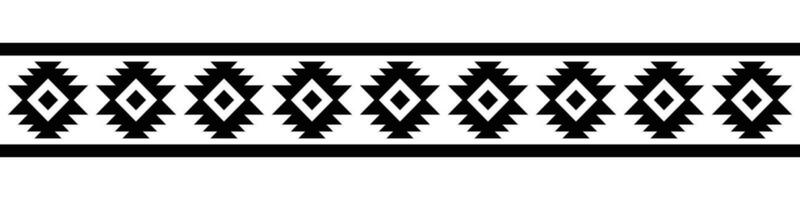 Black border. Aztec tribal seamless pattern in black and white. Abstract ethnic geometric art print design for textile template, fabric, rug, ornament, wallpaper, background, carpet. vector