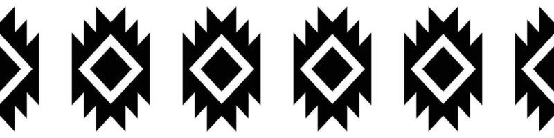 Black border. Aztec tribal seamless pattern in black and white. Abstract ethnic geometric art print design for textile template, fabric, rug, ornament, wallpaper, background, carpet. vector