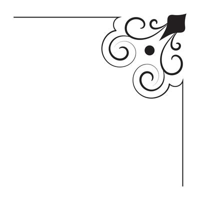 Thin line vintage corner. Medieval period of the Victorian dynasty. Fancy black monogram frame design element abstract icon collection Flower simple symbol