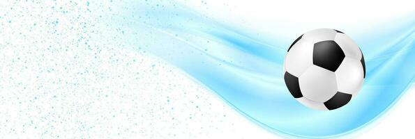 Wavy sport background with blue particles and soccer ball vector