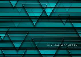 Geometric minimal turquoise abstract background with glossy triangles vector