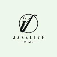 jazz En Vivo música logo diseño circulo forma saxofón vector