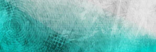 Cyan blue grunge tech geometric abstract background vector