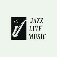 jazz En Vivo música logo diseño con saxofón vector