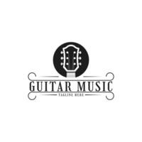 Vintage Retro Guitar Music Logo Design Concept vector