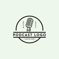 podcast entrevista logo diseño concepto vector