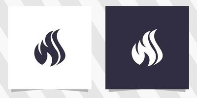 letter w with fire logo design vector