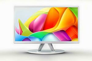 Modern colorful wide and square desktop computer monitor screen. AI Generated photo