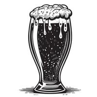 Glass of beer with foam hand drawn sketch illustration vector