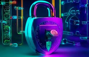 Communication technology and cyber security Background with generative AI photo