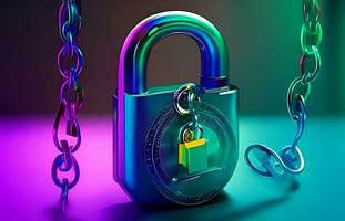 Communication technology and cyber security Background with generative AI photo