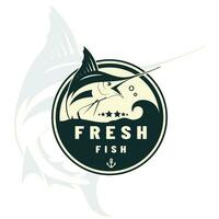 Fish logo with line design vector, restaurant logo , fish and circle vector