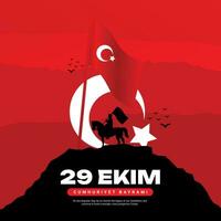 29 Ekim Cumhuriyet bayrami kutlu olsun means National Republic Day of turkey celebration Social Media Post Template Design vector