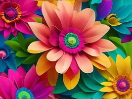beautiful multicolored flower close-up photography with creative abstract background, generative ai photo