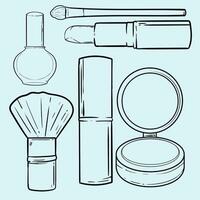 Hand drawn cosmetics products. Collections of skin health and beauty illustrations, spa salon and self care signs. Isolated vector set.