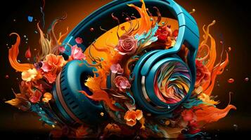 Headphones for listening to music and enjoying the bass and beats. Bright arc headphones photo