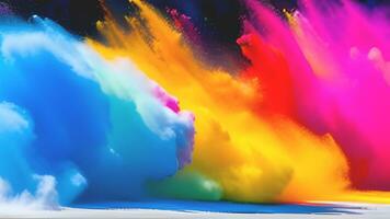 Clean and colorful rainbow holi paint color powder explosion isolated panorama background photo