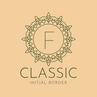 letter F classic circular border vector logo design