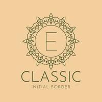 letter E classic circular border vector logo design