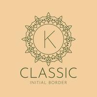 letter K classic circular border vector logo design