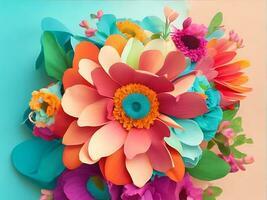 beautiful multicolored flower close-up photography with creative abstract background, generative ai photo