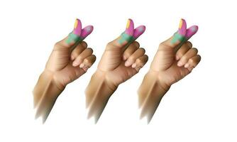 Three hands colorful background design. vector