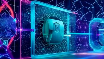 Communication technology and cyber security Background with generative AI photo