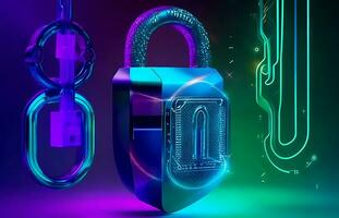 Communication technology and cyber security Background with generative AI photo