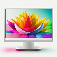 Modern colorful wide and square desktop computer monitor screen. AI Generated photo