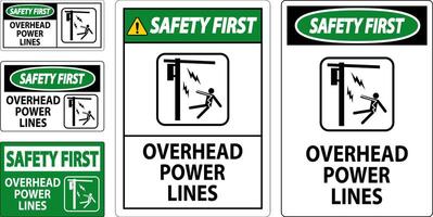 Safety First Sign Overhead Power Lines vector