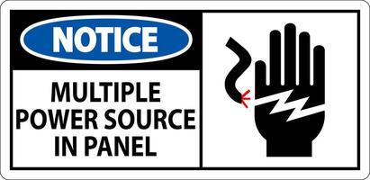 Notice Sign Multiple Power Source In Panel vector