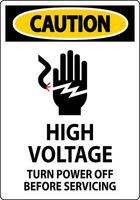 Caution Sign High Voltage - Turn Power Off Before Servicing vector