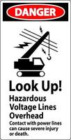 Danger Sign Look Up Hazardous Voltage Lines Overhead vector