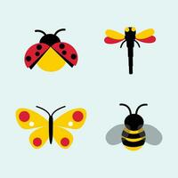 Bug, Dragonfly, Bee Insects Vector Design