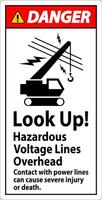 Danger Sign Look Up Hazardous Voltage Lines Overhead vector