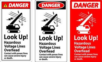 Danger Sign Look Up Hazardous Voltage Lines Overhead vector