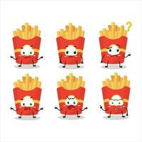 dibujos animados personaje de francés papas fritas con qué expresión vector