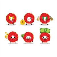 Raspberry donut cartoon character with cute emoticon bring money vector