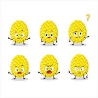 Cartoon character of yellow easter egg with what expression vector