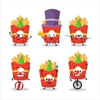 Cartoon character of french fries with various circus shows vector