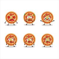 Beef pizza cartoon character with nope expression vector